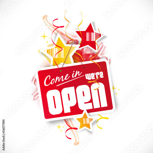 Vector: "We're open" sign "We're open" sign