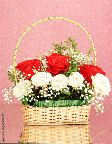Photo: Beautiful flowers on pink background Beautiful flowers on pink background
