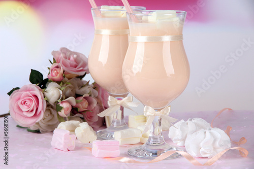 Photo: Tasty yogurt with marshmallows, close up Tasty yogurt with marshmallows, close up