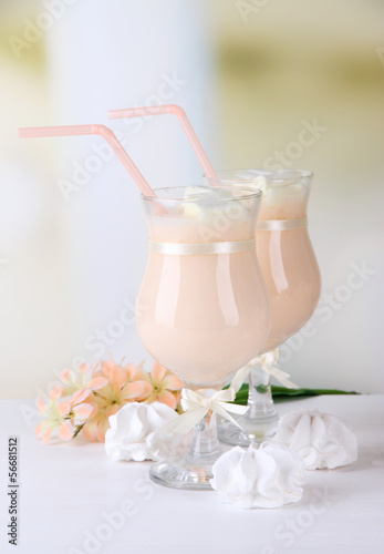 Photo: Tasty yogurt with marshmallows, close up Tasty yogurt with marshmallows, close up
