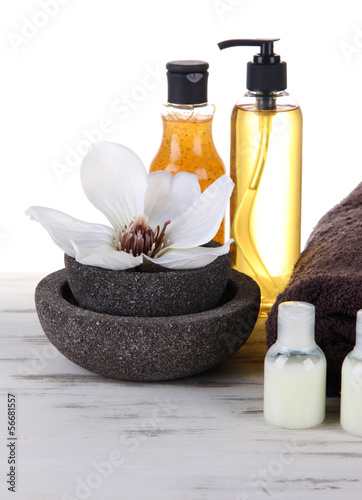 Photo: Beautiful spa setting with flower Beautiful spa setting with flower