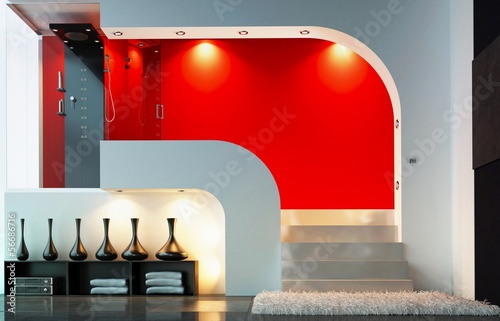Illustration: Rendering Bagno Doccia Sanitari interni Appartamento Rendering Bagno Doccia Sanitari interni Appartamento