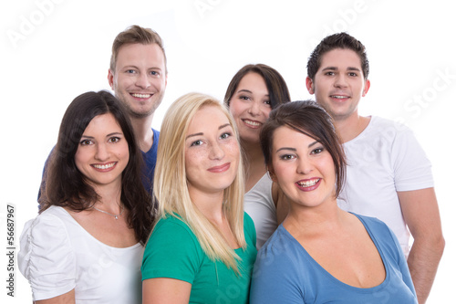 Photo: Teamwork - Studenten - Gruppe junge Leute isoliert und lachend Teamwork - Studenten - Gruppe junge Leute isoliert und lachend