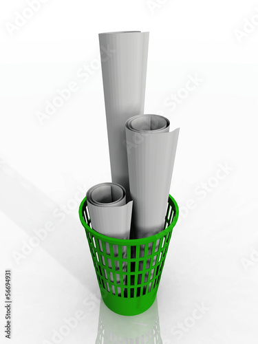 Illustration: rolls of paper in the trash rolls of paper in the trash
