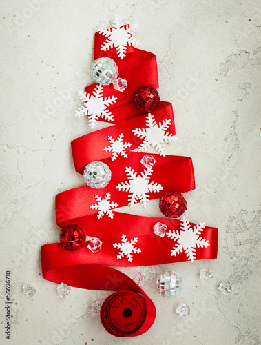 Photo: Red Ribbon Christmas Tree Red Ribbon Christmas Tree