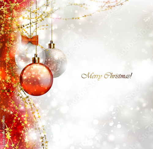 Vector: Christmas background with three Christmas baubles Christmas background with three Christmas baubles