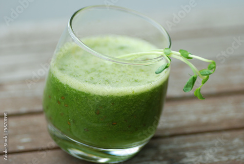 Photo: green healthy smoothie with pea shoots green healthy smoothie with pea shoots