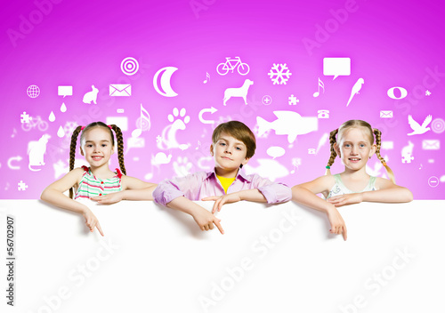 Photo: Kids with banner Kids with banner