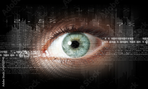 Photo: Digital image of woman's eye. Security concept Digital image of woman's eye. Security concept