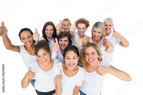Photo: Positive female models smiling at camera Positive female models smiling at camera
