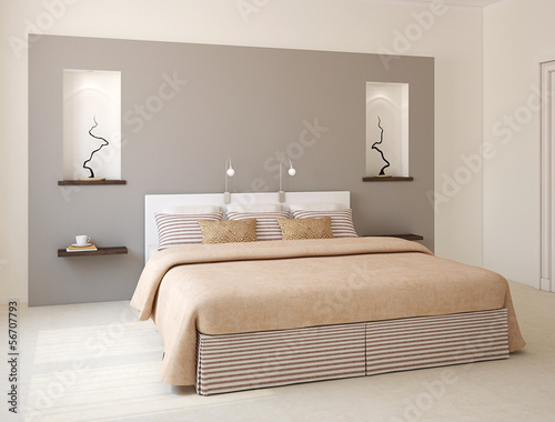 Illustration: Modern bedroom interior. Modern bedroom interior.