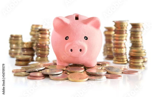 Photo: money saving on euro and money tower money saving on euro and money tower