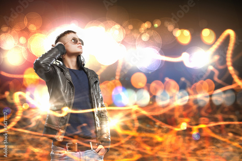 Photo: Rock musician wearing headphones Rock musician wearing headphones