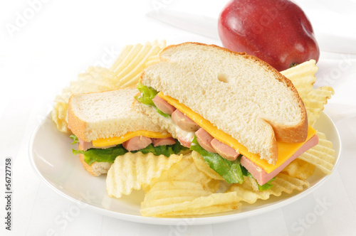 Photo: Vienna sausage sandwich on a high key background Vienna sausage sandwich on a high key background