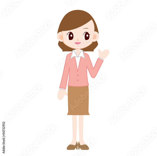 Illustration: 若い女性事務員 案内 若い女性事務員 案内