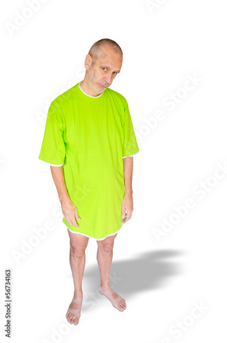 Photo: Tired Man in Green Nightdress Tired Man in Green Nightdress