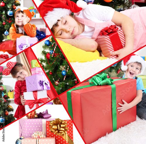 Photo: Collage of celebrating Christmas at home Collage of celebrating Christmas at home