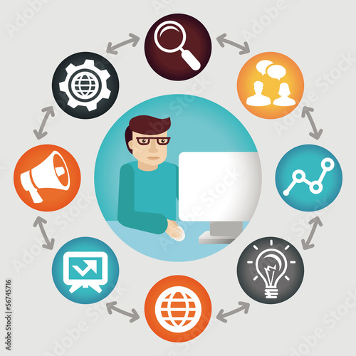Vector: Vector social media concept - project manager Vector social media concept - project manager