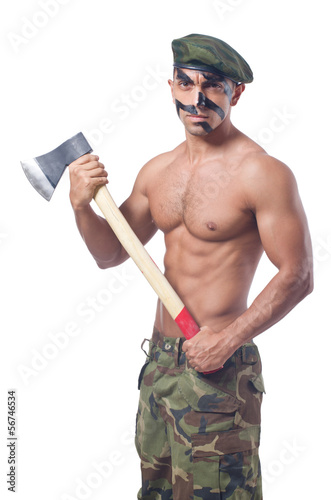 Photo: Soldier isolated on the white background Soldier isolated on the white background