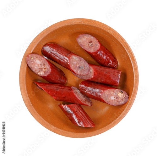 Photo: Beef Stick Sliced Ceramic Dish Beef Stick Sliced Ceramic Dish