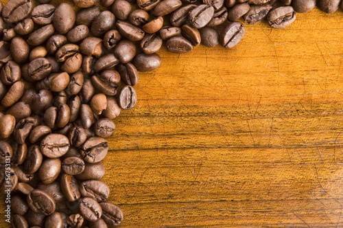 Photo: Coffee on wooden background Coffee on wooden background