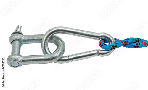 Photo: carabiner and rope carabiner and rope