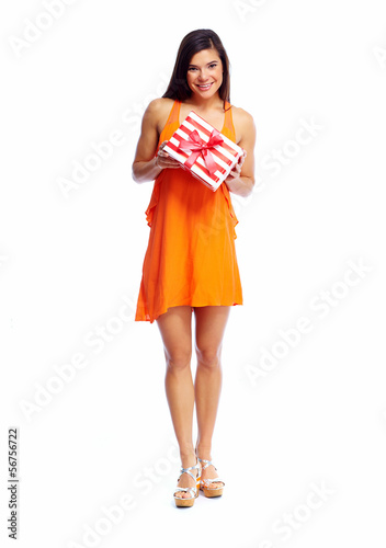 Photo: Happy Christmas girl with xmas gift. Happy Christmas girl with xmas gift.
