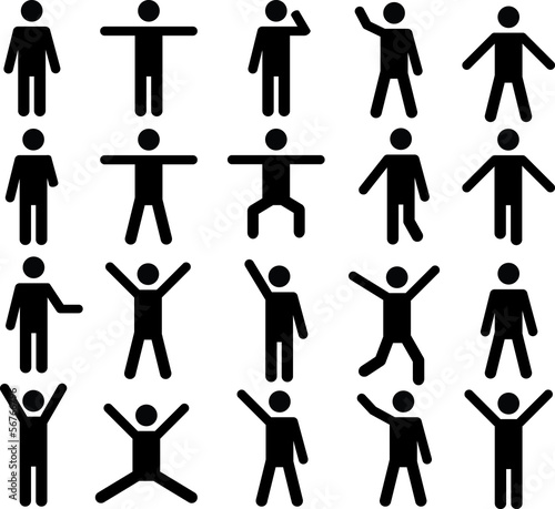 Vector: Set of active human pictograms illustrated on white background Set of active human pictograms illustrated on white background