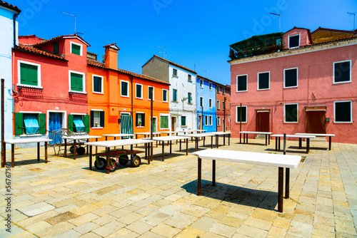 Photo: Venice landmark, Burano old market square, Italy Venice landmark, Burano old market square, Italy