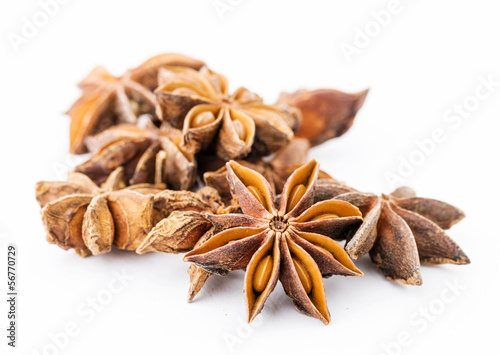 Photo: Star anise isolated on white Star anise isolated on white