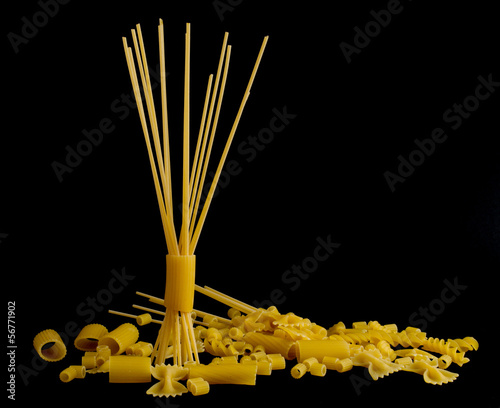 Photo: Pasta on black background Pasta on black background