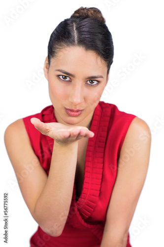 Photo: Tied haired brunette sending kissing to camera Tied haired brunette sending kissing to camera