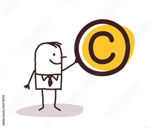Vector: Man Holding a Copyright Symbol Man Holding a Copyright Symbol