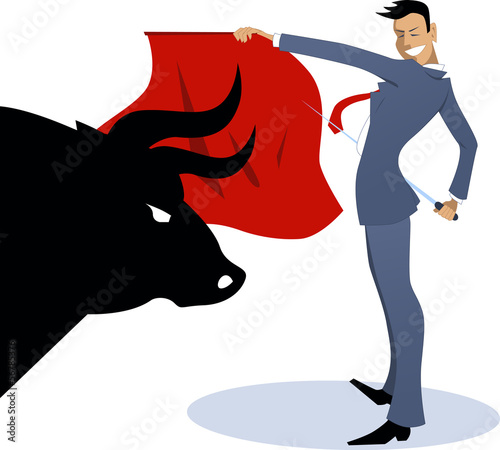 Vector: Businessman torero fighting a bull Businessman torero fighting a bull