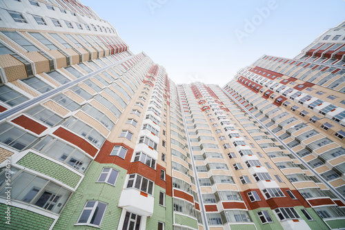Photo: Large residential apartment building of colored bricks Large residential apartment building of colored bricks