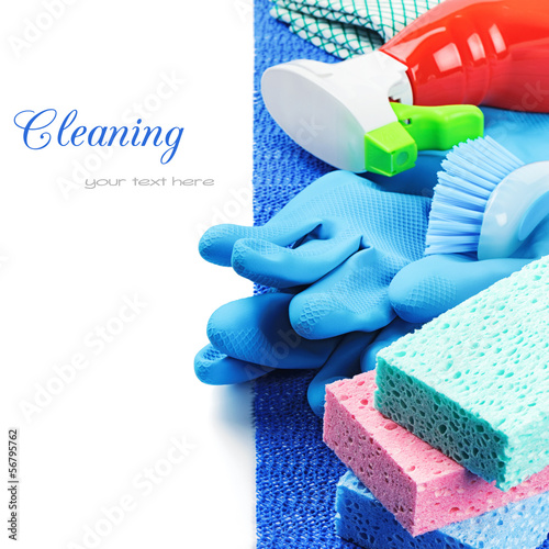 Photo: Colorful cleaning products Colorful cleaning products