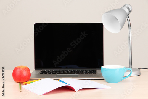 Photo: Home workplace with computer, close up Home workplace with computer, close up