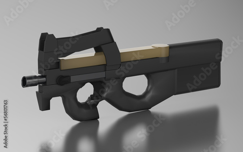 Illustration: Belgium submachine gun design by 3D graphic Belgium submachine gun design by 3D graphic