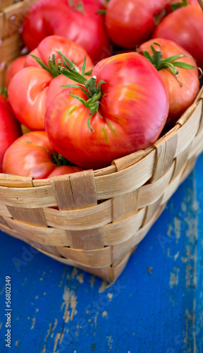 Photo: basket with fresh tomatoes basket with fresh tomatoes