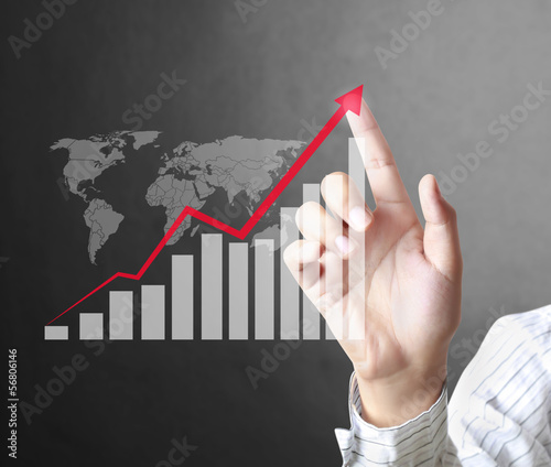 Photo: financial symbols coming from hand financial symbols coming from hand