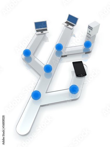 Illustration: computer network bus computer network bus