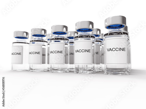 Illustration: Vaccine bottles on white background Vaccine bottles on white background