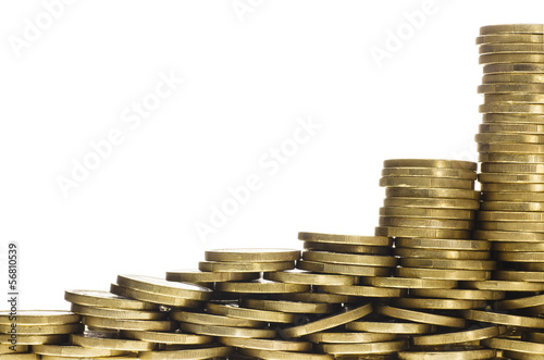 Photo: Heaps and Stacks of Gold Coins Forming Bottom Frame Border Heaps and Stacks of Gold Coins Forming Bottom Frame Border