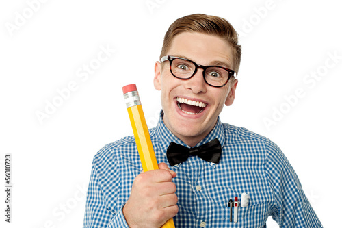 Photo: Nerd university student laughing Nerd university student laughing