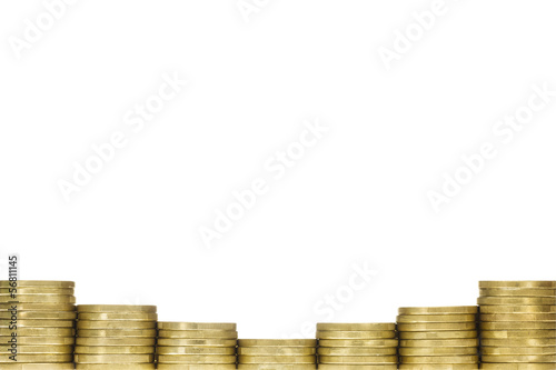 Photo: Row of Gold Coins Forming Bottom Frame Border Row of Gold Coins Forming Bottom Frame Border