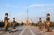 Monumen Arch of Independence in sunset. Ashkhabad. Turkmenistan. Monumen Arch of Independence in sunset. Ashkhabad. Turkmenistan.
