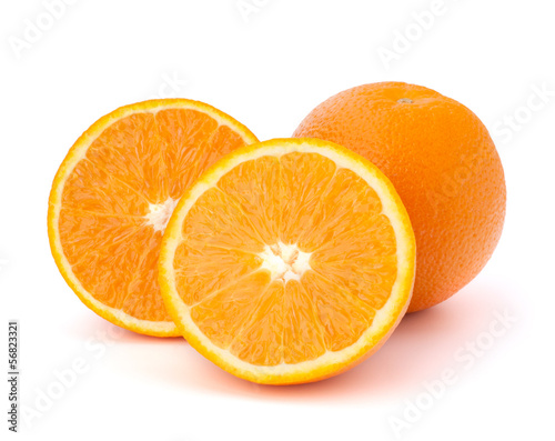 Photo: Sliced orange fruit segments isolated on white background Sliced orange fruit segments isolated on white background