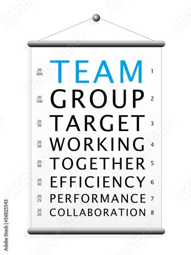 Vector: TEAM Eye Chart (teamwork performance together efficiency) TEAM Eye Chart (teamwork performance together efficiency)