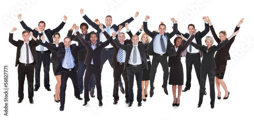 Photo: Group Of Business People Raising Arms Group Of Business People Raising Arms