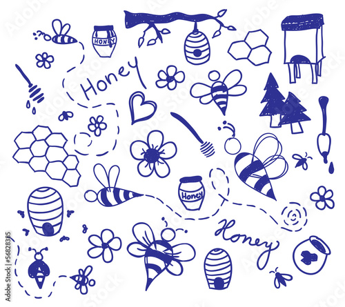 Vector: Honey doodle drawing Honey doodle drawing